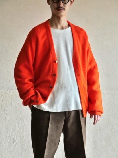 1970's Vintage LACOSTE Acrylic Knit Cardigan /  Orange