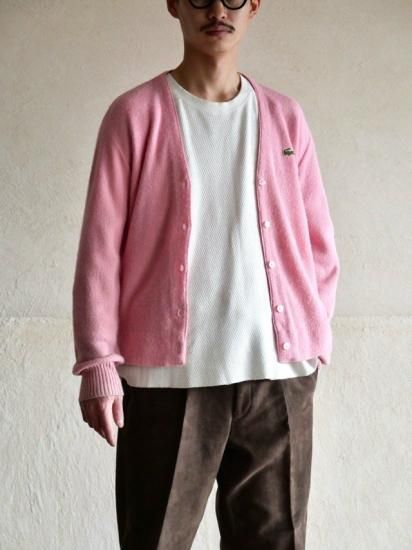 1980's Vintage "Lacoste" Acrylic Knit Cardigan / Pink