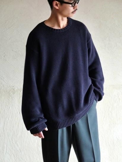 1990's EddieBauer Cotton Low-gauge Soft Knit "NaVY"