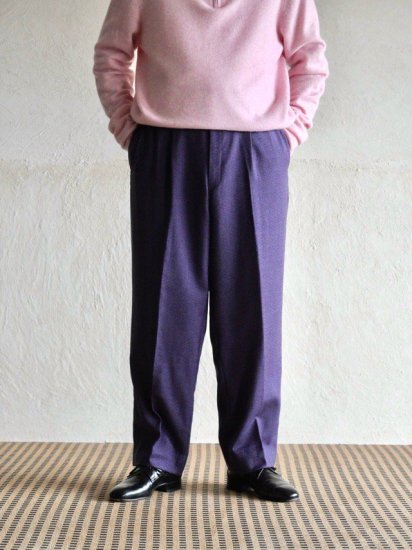 1990's 2tuck Wool Trousers, Purple&Black Melange