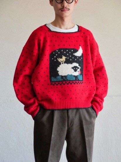 1980's Woolrich Wool Knit Sweater, Birds-Eye Sheep
