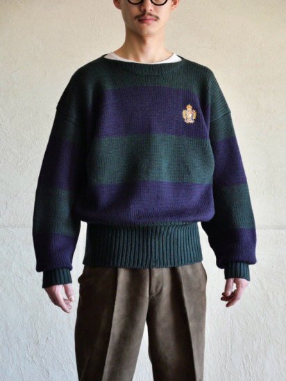 1990's Vintage RalphLauren Classic Style Heavy Wool Border Knit