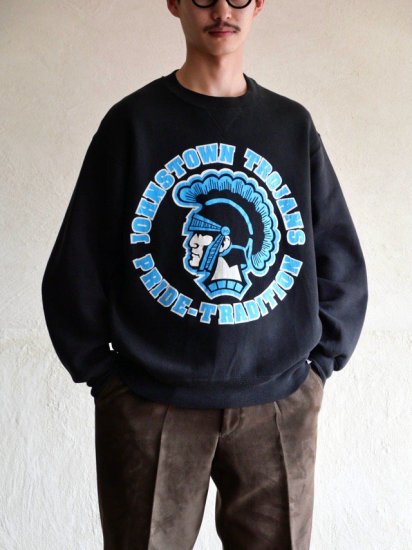 1990's Russell Front-gusset Sweat Shirt, "Johnstown Trojans" Made in USA.