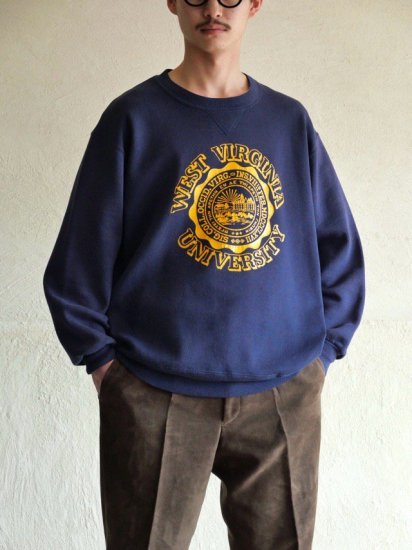 1990's Russell Front-gusset Sweat Shirt, "West Virginia University" Made in USA.