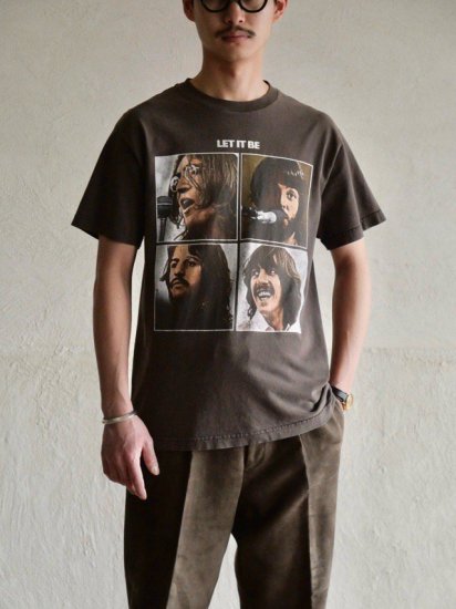 90~00's Beatles "LET IT BE" Official T-shirt, Brown