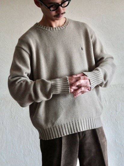 1990's RalphLauren 100% Cotton Knit Sweater / Green Pony
