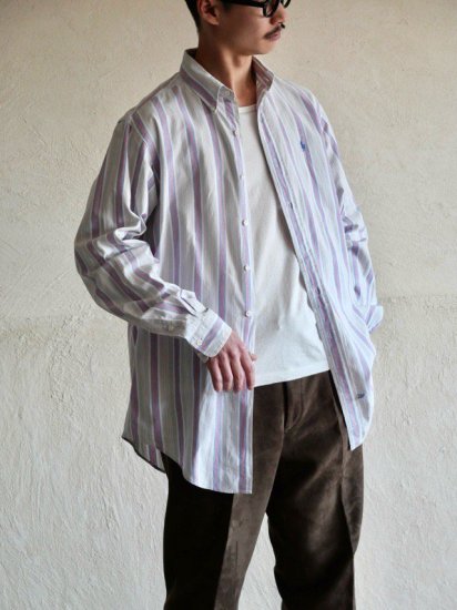 1980~90's Vintage RalphLauren B.D.Shirt 100% Cotton Hand Woven MADRAS Stripe Cloth&#8252;&#65038;