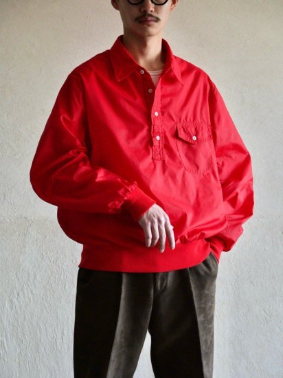 1980's L.L.Bean Nylon Pullover Shirt, Red