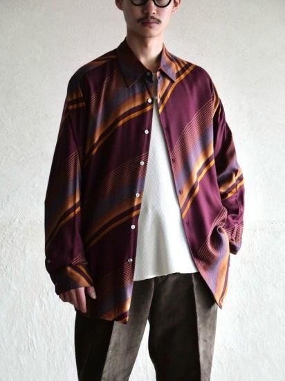 1990~00's Vintage DKNY Slant Stripe Viscose Shirt