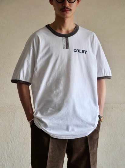 1990's Vintage FadeNavy Ringer T-shirt "COLBY"