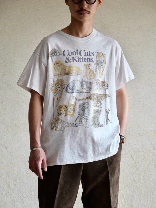 00's Printed T-Shirt "Cool Cat&Kittens"