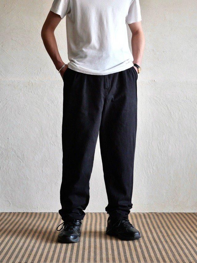 BLACK OVERDYE, 1980's Vintage O'K Cotton Drill Work Trousers