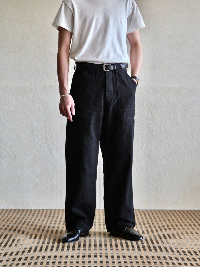 BLACK OVERDYE, 1980's Vintage German HBT Work Trousers