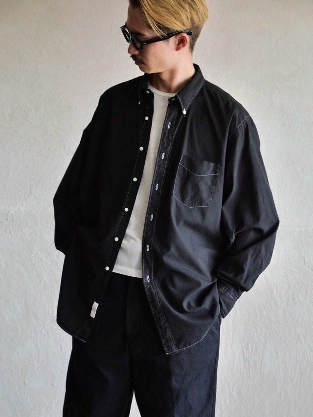 BLACK OVERDYE, 1980~90's Vintage 22Pin-Oxford B.D.Shirt