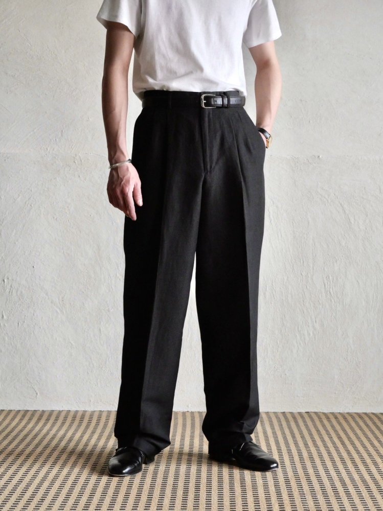 00's Claiborne 45%Silk&55%Linen Trousers, Black