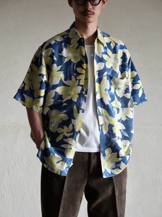 1990's nautica 55%Linen&45%Cotton Hawaiian Shirt