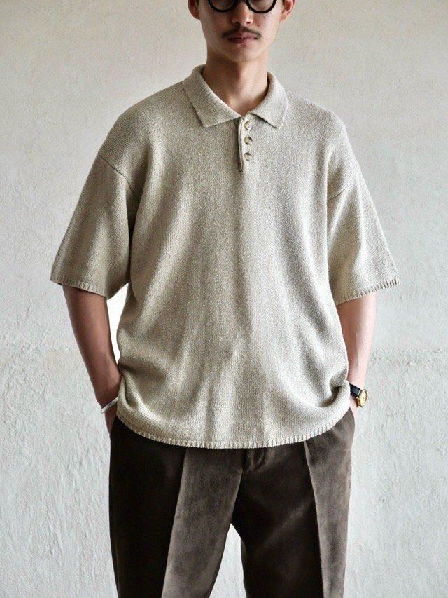 1990's ALEXANDER JULIAN Linen&Cotton Knit Polo