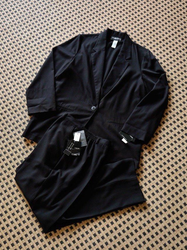 Deadstock 1980~90's Vintage SAG-HARBOR Rayon&Polyester Summer Set-up, Black
