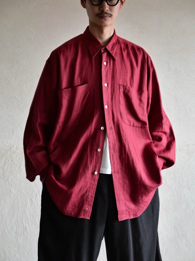 1990's~ Vintage BOSS Linen Shirt, Vermilion