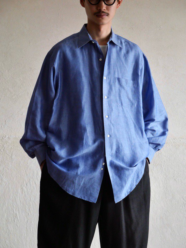 1990~00's BrooksBrothers Linen Shirt, Blue