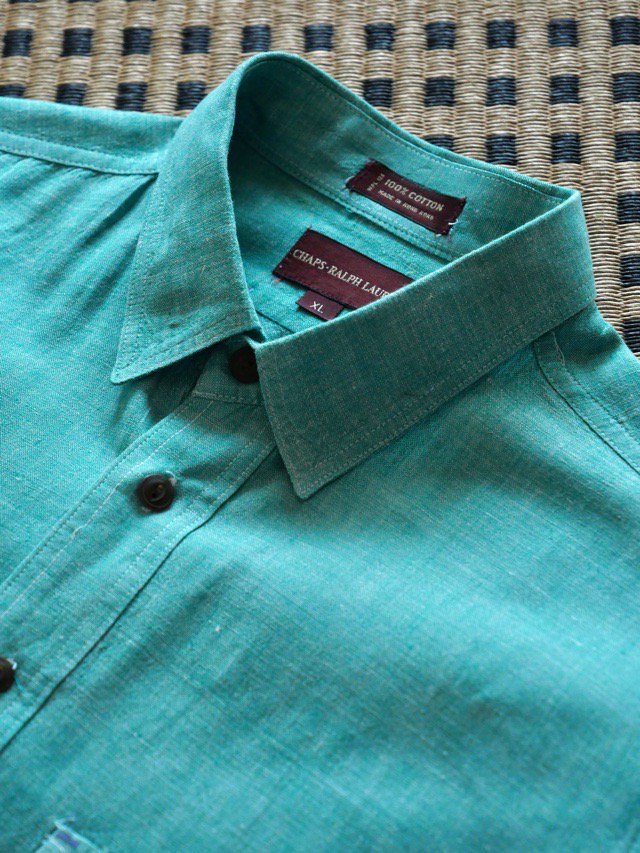 1980~90's Vintage CHAPS-RALPHLAUREN
Dungaree Cloth Work Shirt, Turquoise
