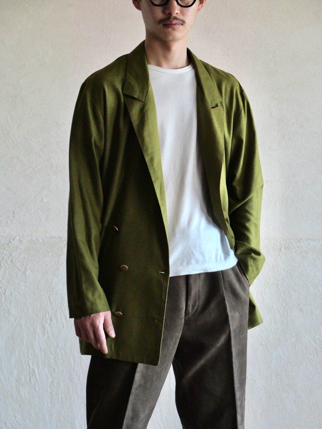 1980's Vintage Evidence 100% Silk Jacket, Olive Made in Canada. 