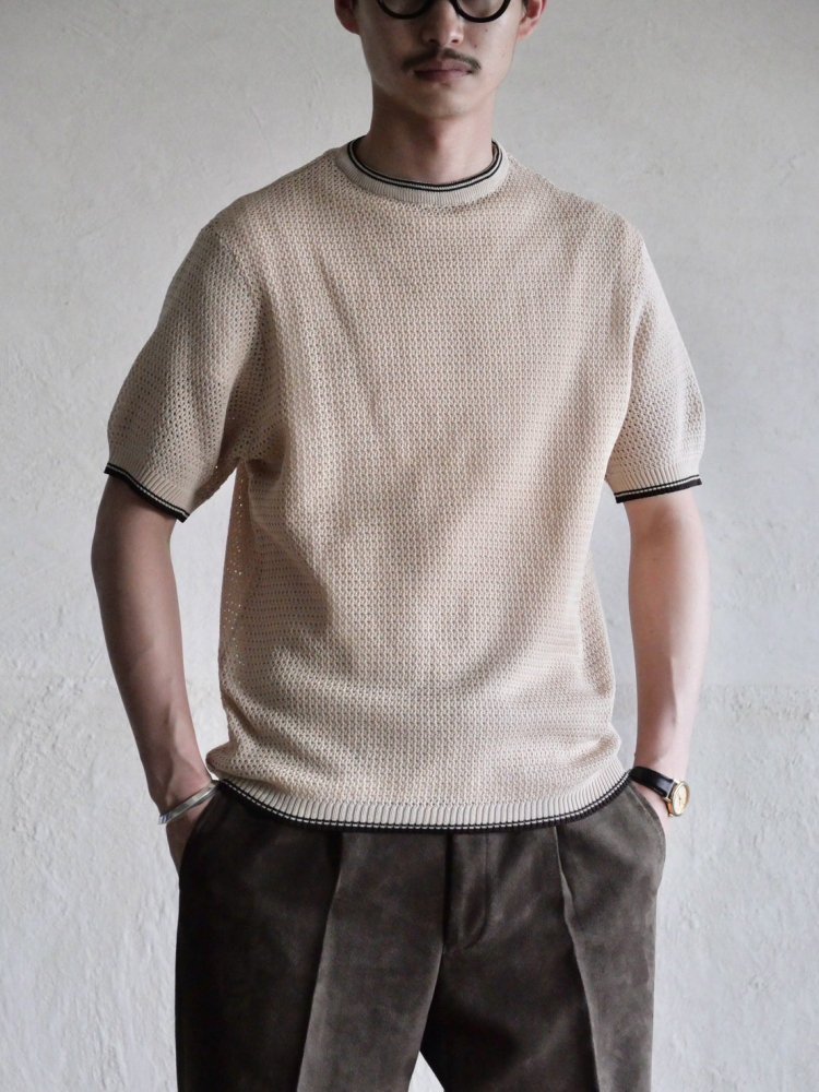 1970's Vintage Knit-Mesh S/S Shirt, Made in England.