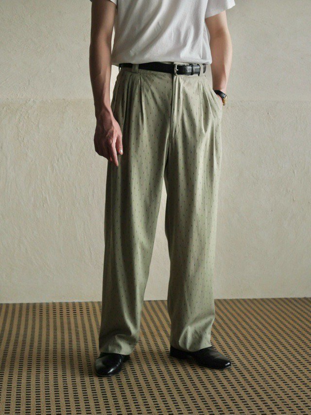 1980's Vintage Printed 4tucks Trousers "Tadpole"