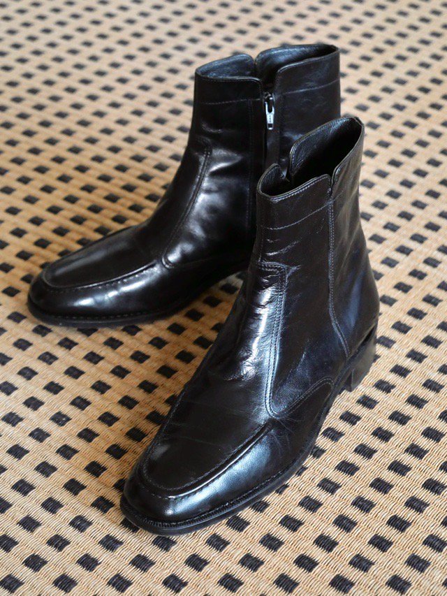 00's FLORSHEIM Leather Zip-up Boots, Black