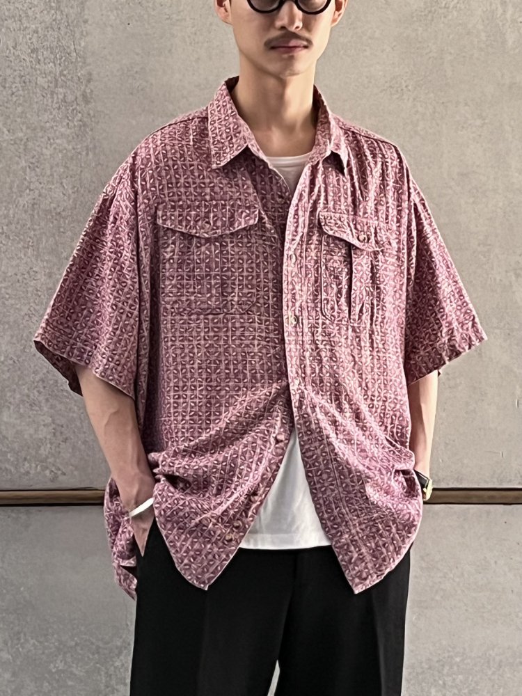 1990~00's L.L.Bean Printed Cotton S/S Shirt