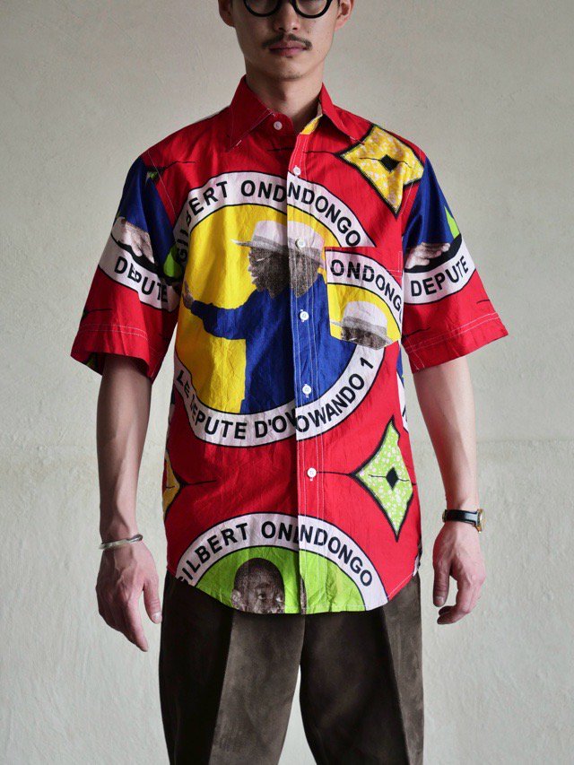 00's~ African Batik Print Shirt "GILBERT ONDONGO"