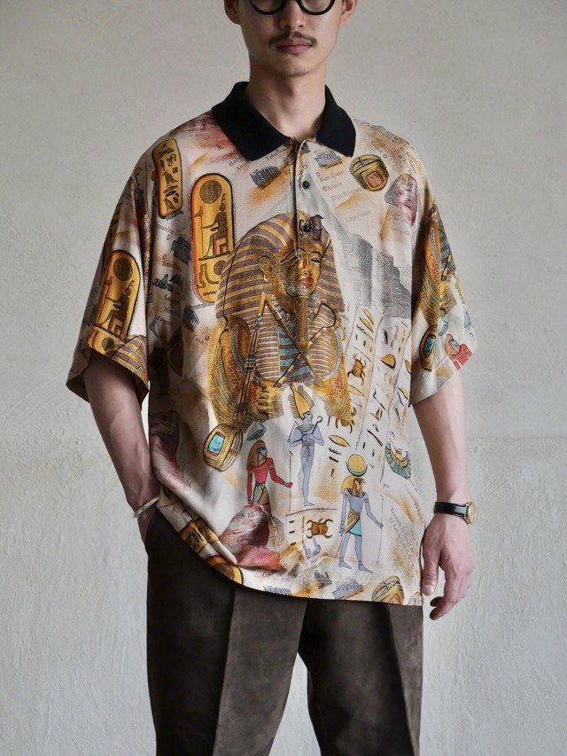 1990's Viscose S/S Shirt Printed "Egypt"