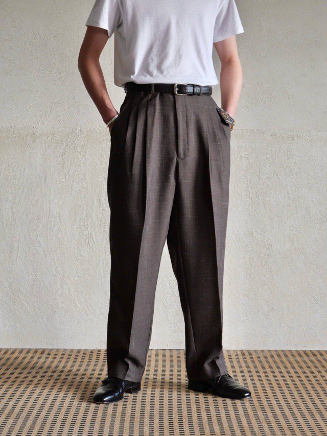Deadstock 1990's Vintage 3tucks Trousers, Brown
