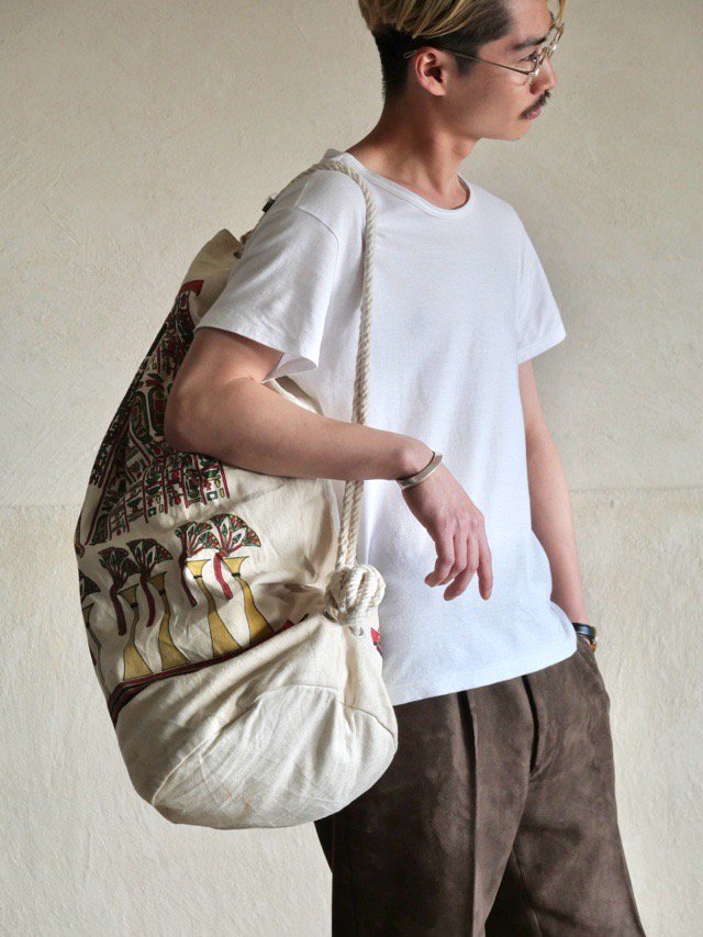 Unknown Egyptian Printed Canvas Duffle Bag