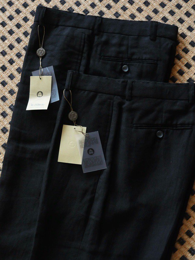 Deadstock 00's le-chateau 100% Linen Trousers, Black
