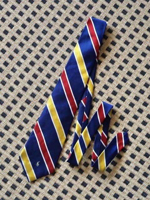 1990's RalphLauren Regimental Tie, Navy&Yellow&Red&White