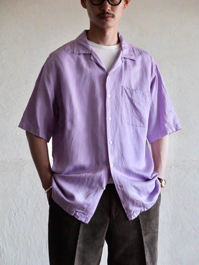 1990~00's RalphLauren CALDWELL
Silk&Linen S/S Shirt, Lavender