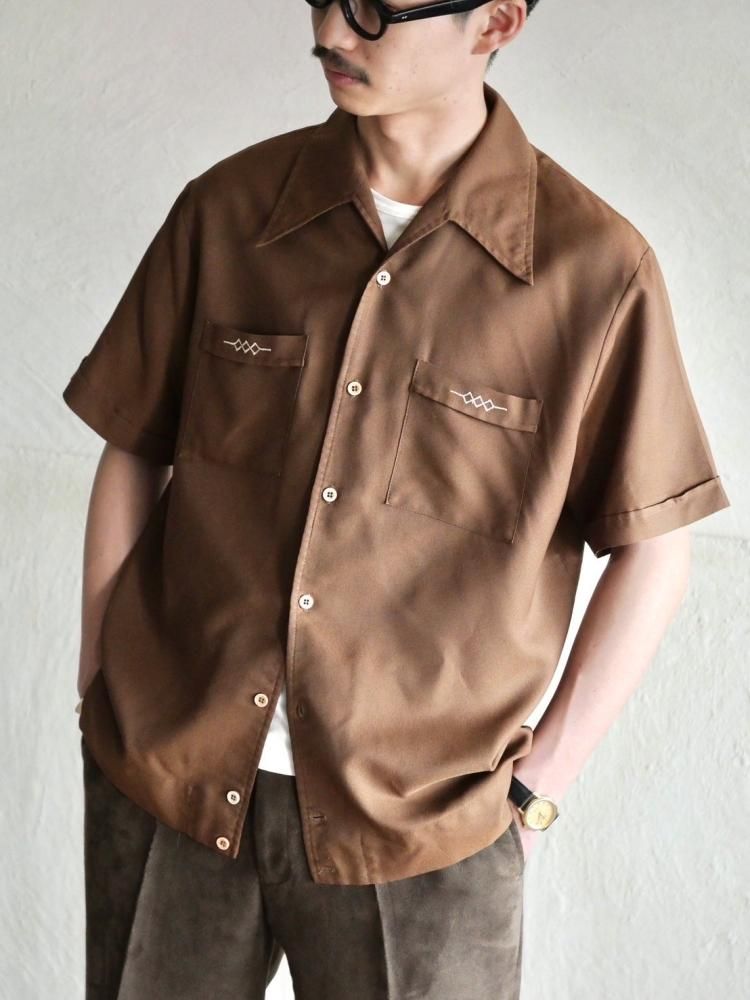 1970's Vintage Shark-Collar S/S Shirt, Brown