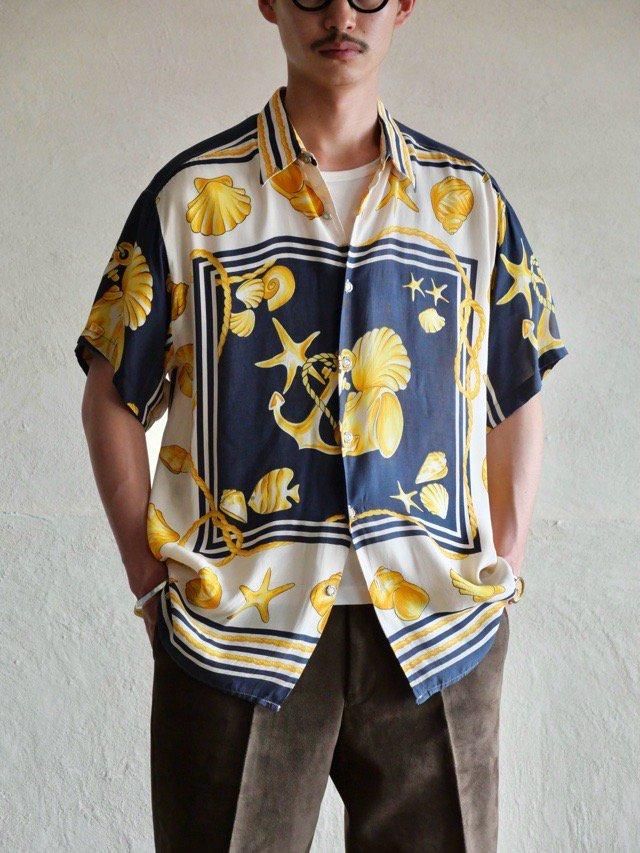 1980's Vintage Printed Viscose Shirt, Made in France.