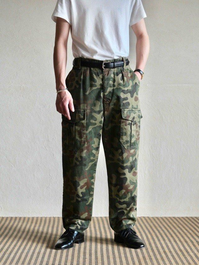1980's Vintage Poland Military Cotton Satin Camouflage Cargo Pants