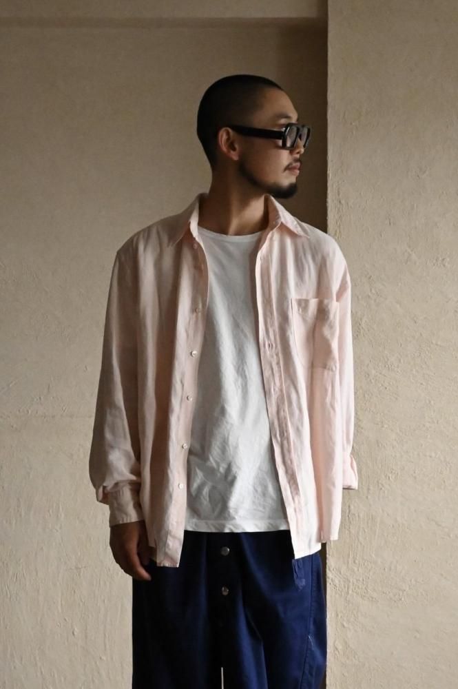 1990~00's CLUBMONACO 100%Linen Shirt "Light-pink"