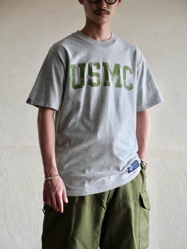 USMC Printed T-shirt, Cotton&Rayon / USA MADE