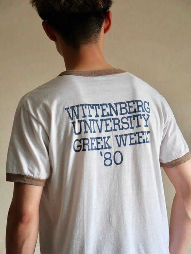 1980's Vintage Printed Ringer T-shirt "Wittenberg University  Lite Beer"