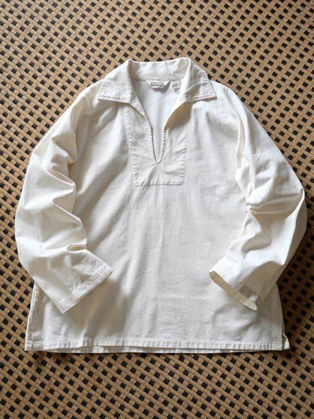 LAND'S END フィッシャーマンスモック 1990's Vintage LANDS'END Fisherman Smock, White - Vintage