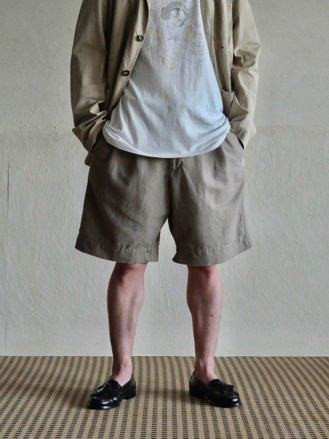 1990's CAMBRIDGE 55%Linen45%Cotton 2Tuck Shorts, Graige