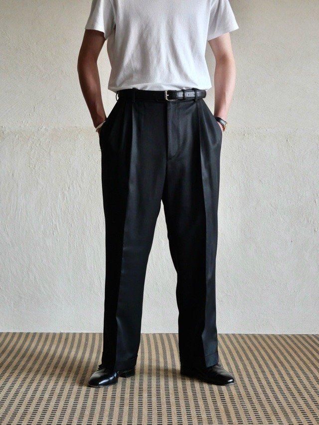 1990~00's Zanella Summer Wool Trousers
Made in ITALY, BLACK3tuck