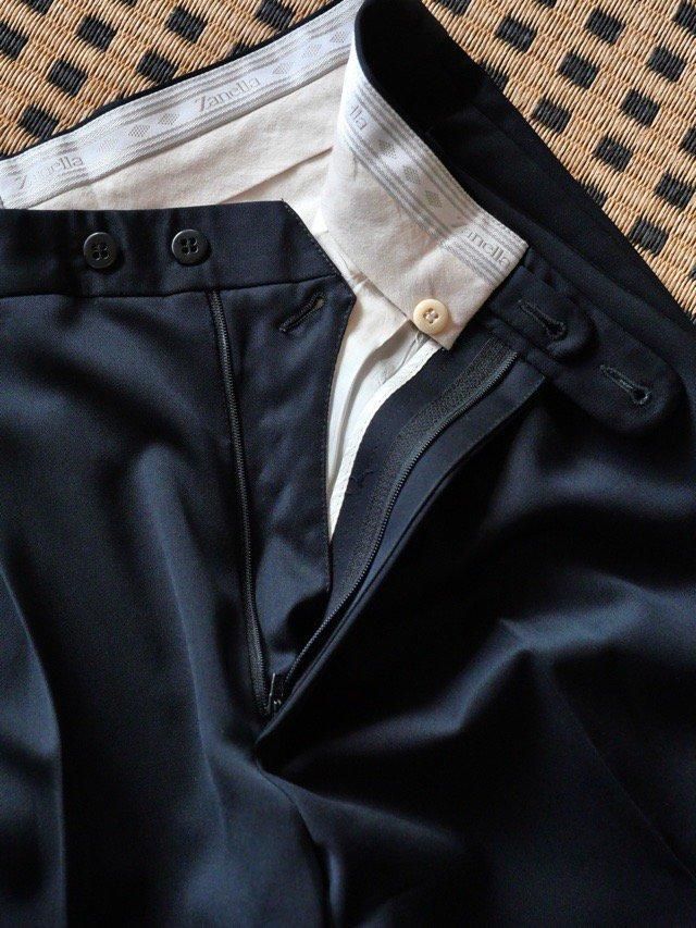 1990~00's Zanella Summer Wool Trousers Made in ITALY, Dark NAVY