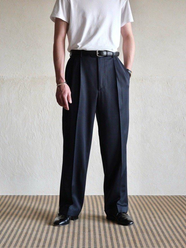 1990~00's Zanella Summer Wool Trousers
Made in ITALY, Dark NAVY2tuck