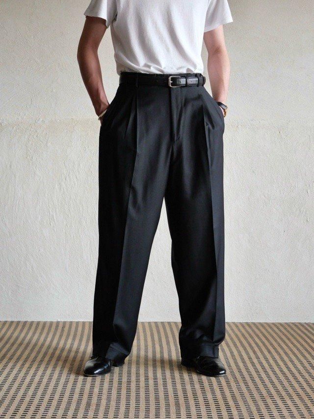 1990~00's Zanella Summer Wool Trousers
Made in ITALY, BLACK4tuck / LoroPiana Cloth