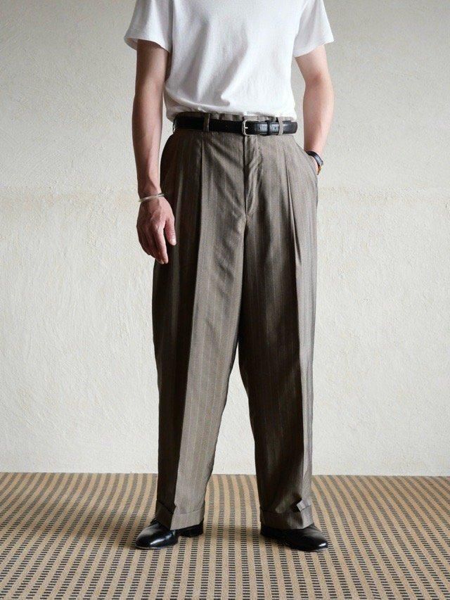 1980~90's Unknown Vintage Stripe Summer Trousers